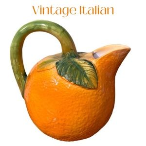 Vintage Italian Ceramic Orange Pitcher